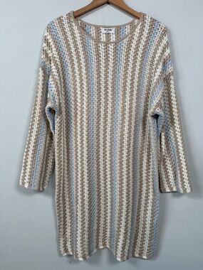 Love Knits Striped Crochet Knit Dress/ Cover Up, Size 1X, Like New!